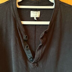 Rag & Bone Shirt Mens XL Dark Gray Henley Long Sleeve Preppy Cotton